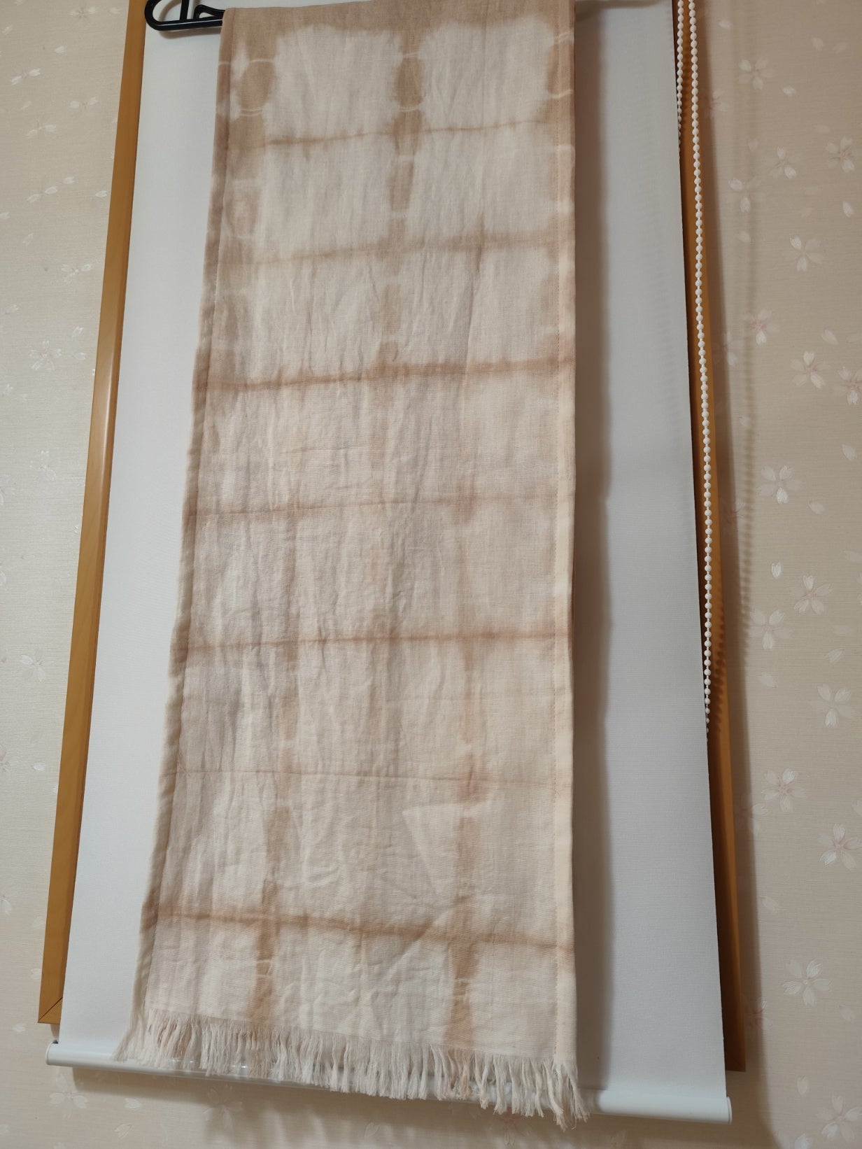 オーガニックコットン×無農薬びわの葉　草木染め　ストールB