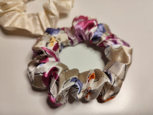 シルクコットン　花柄シュシュ　小A