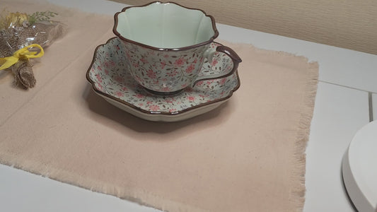 オーガニックコットン×無農薬びわの葉　草木染め　ランチョンマットA