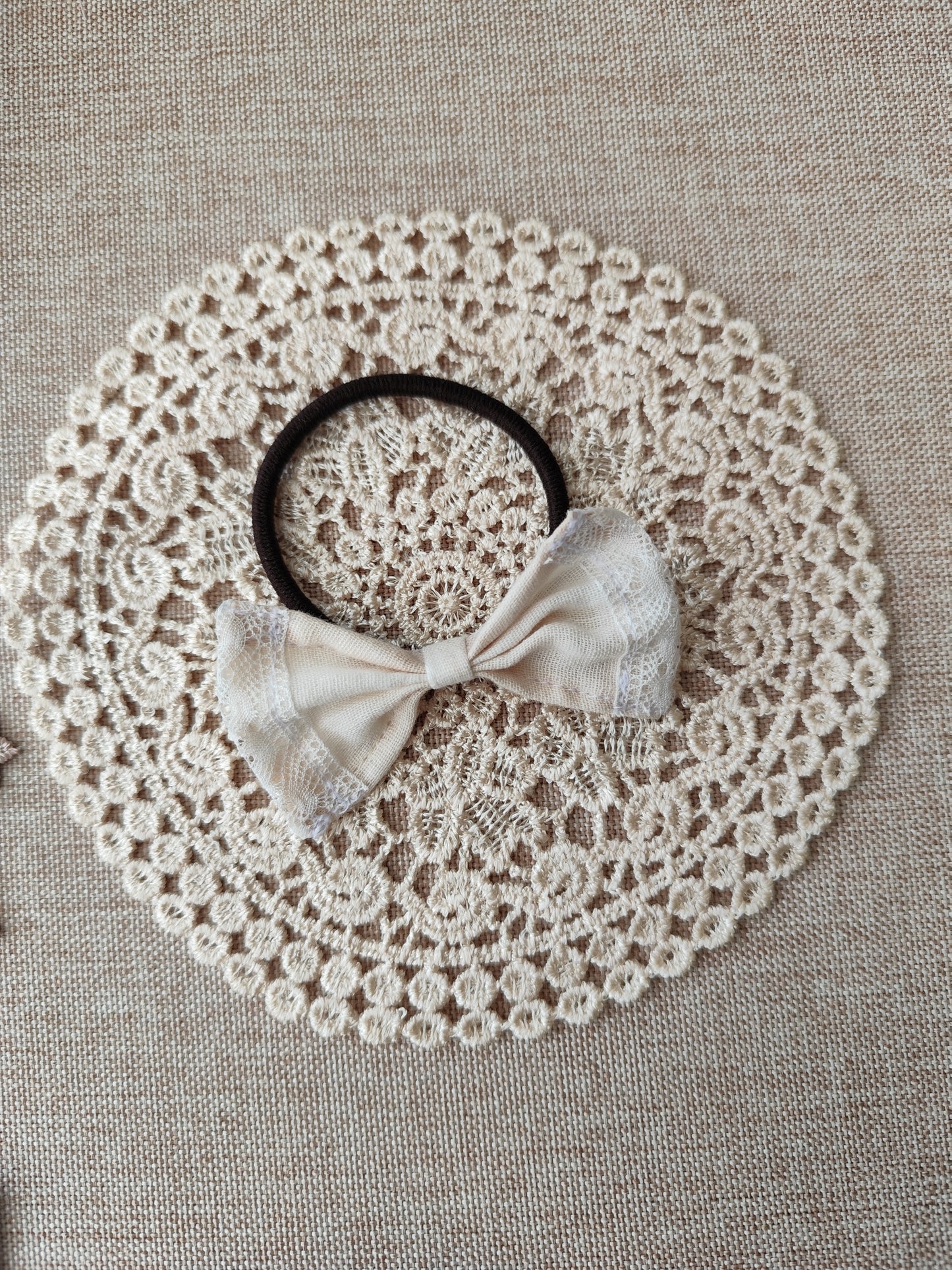 びわ染めコットン生地のヘアアクセサリー D