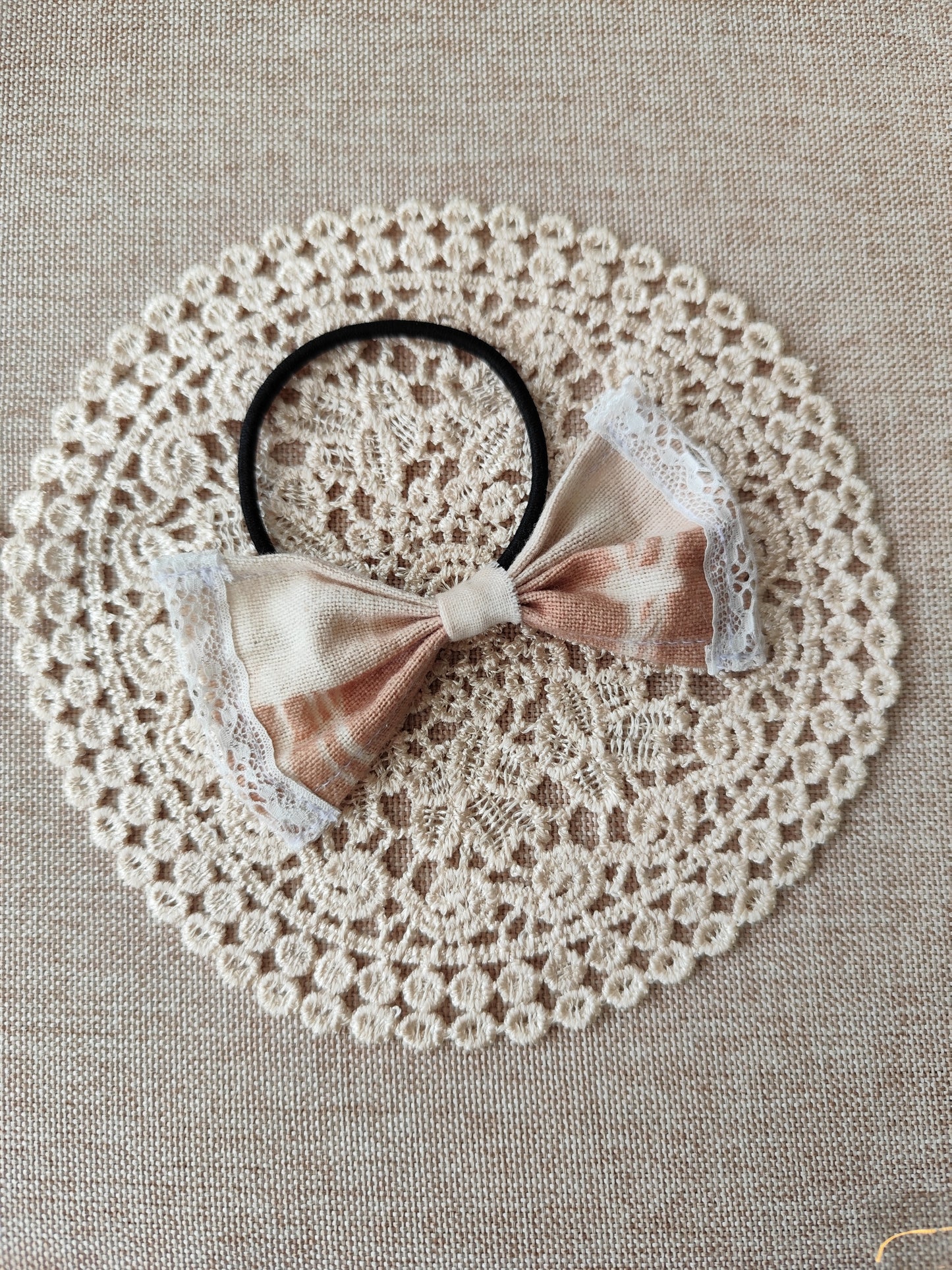 びわ染めコットン生地のヘアアクセサリー A